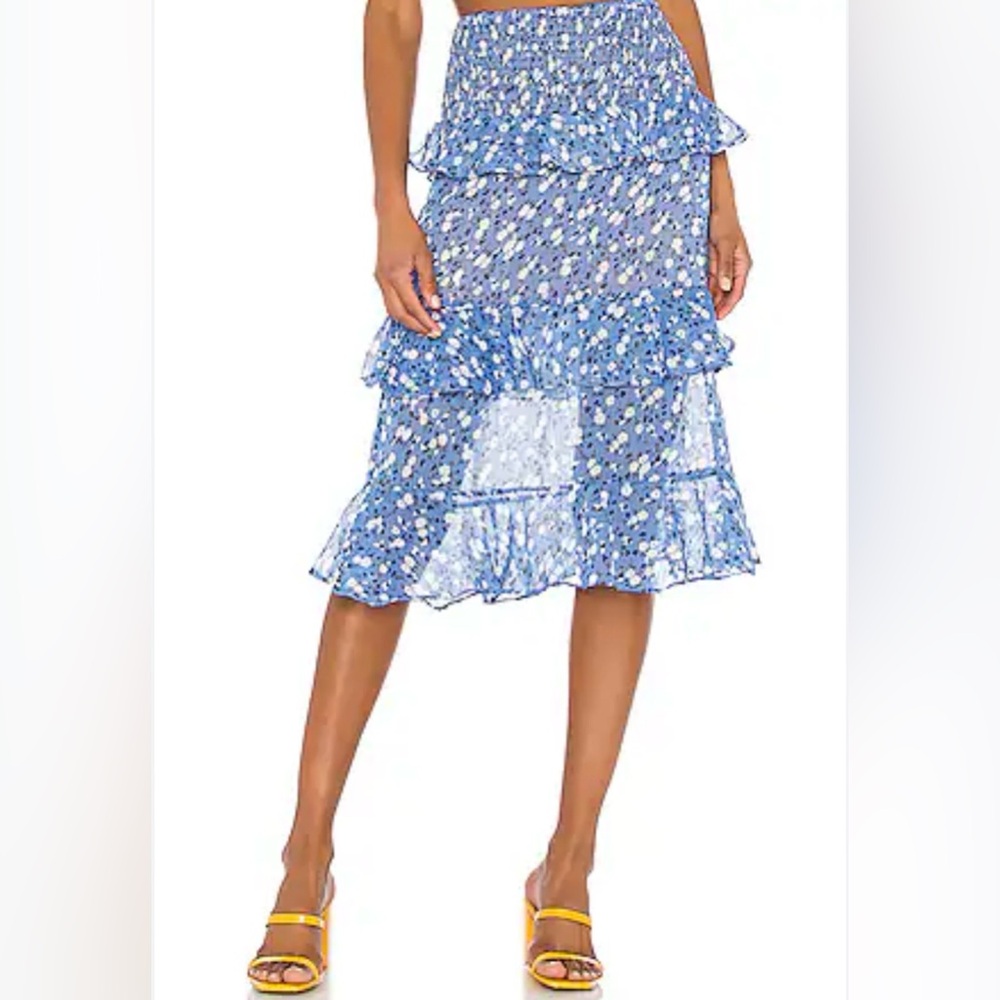 Majorelle Everly midi skirt in blue ditsy S